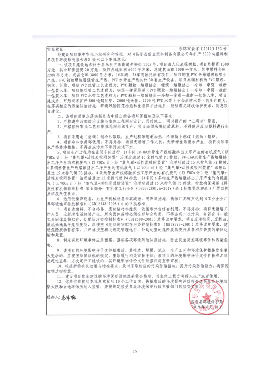 昌樂縣前衛塑料制品有限公司年噴印22000噸塑料制品項目竣工環境保護驗收監測報告表